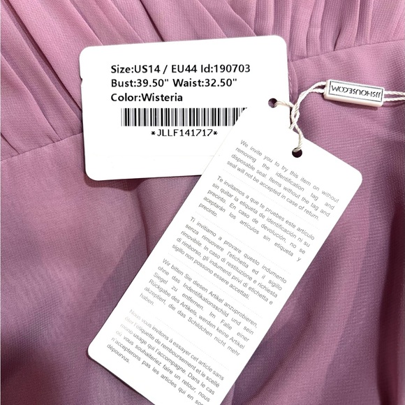 NWT JJshouse A-Line V-neck Asymmetrical Chiffon
Bridesmaid Dress Size 14 - Picture 13 of 13